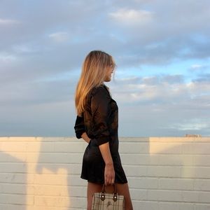 Black princess Polly button down silk dress